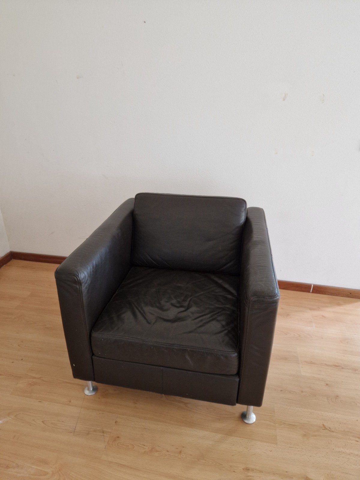 Leren stoel / fauteuil, Ophalen, Zwart, Leer, Eén