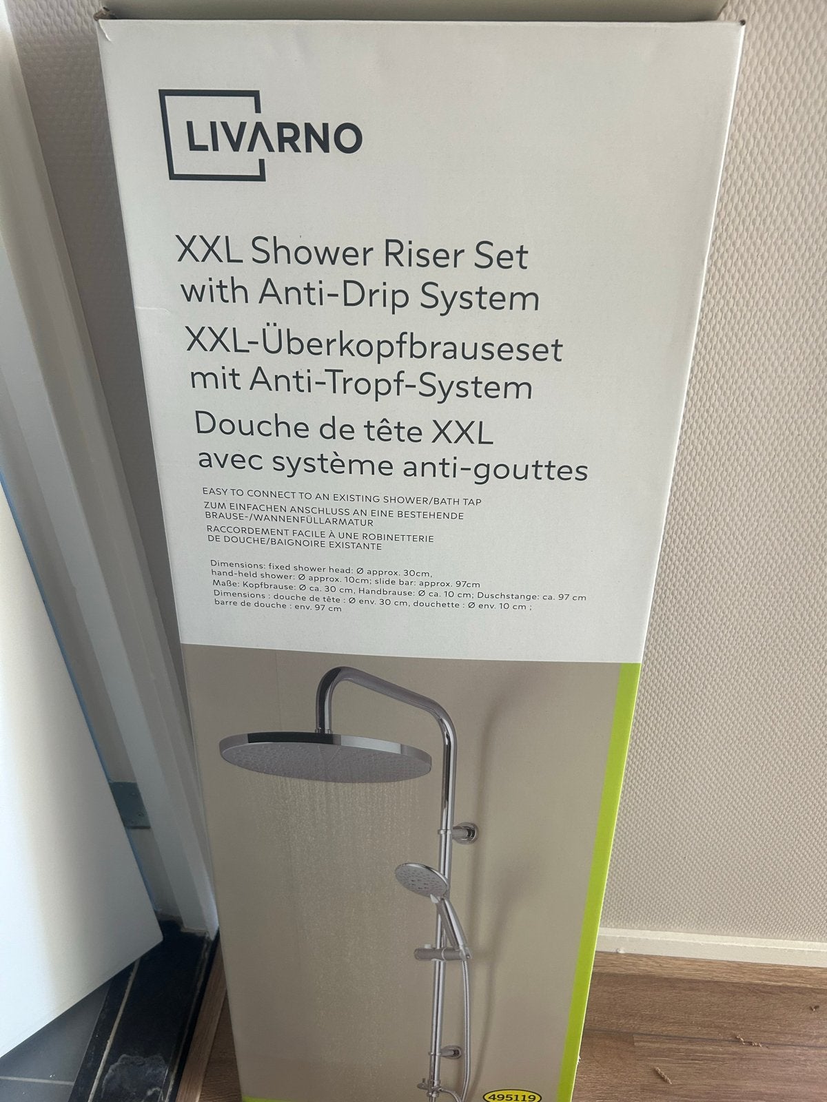 LIVARNO XXL Doucheset met Anti-Drup Systeem, Ophalen, Nieuw, Chroom, Douche