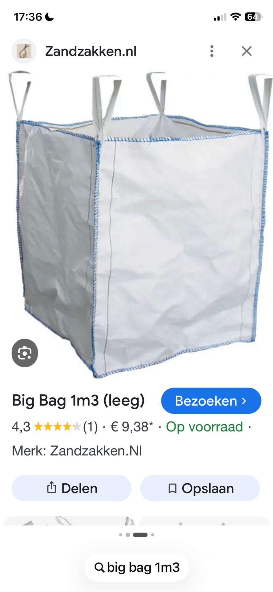 Big bag 1m3, Ophalen, 100 cm of meer, 60 cm of meer, Overige typen