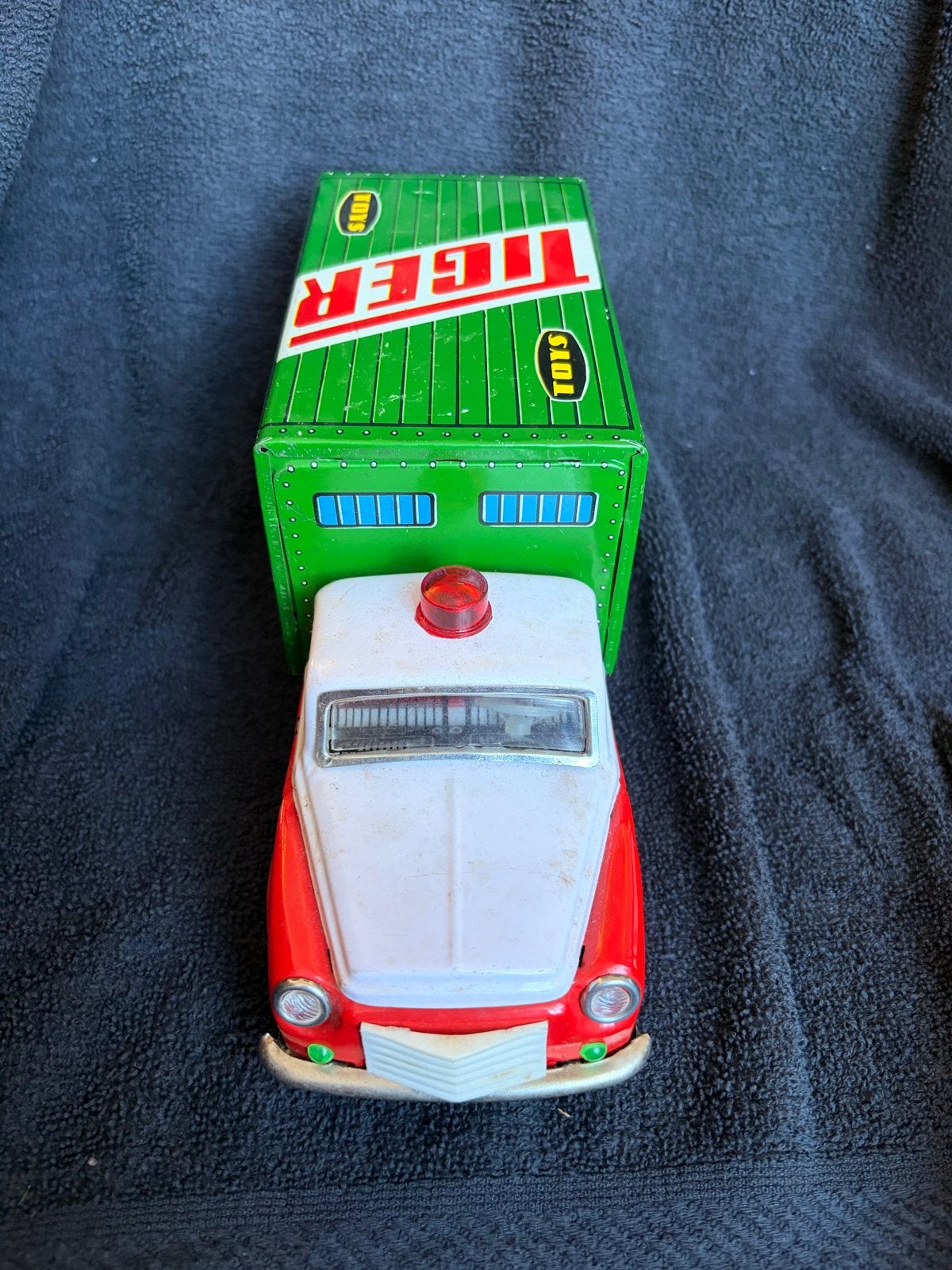 Vintage blikken speelgoed vrachtwagen met tijger (MF 239), Ophalen of Verzenden, Gebruikt, Jongen of Meisje
