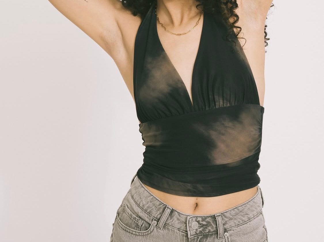 Things I Like Things I Love Dina Mesh Halter Top Black/Brown, Kleding | Dames, Tops, Maat 38/40 (M), Zwart, Ophalen of Verzenden