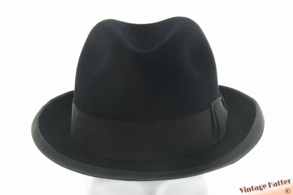 Vintage Gleufhoed Homburg hoed Wilke Granit zwart vilt 57, Hoed, Ophalen of Verzenden, Wilke - Granit, 57 cm (M, 7⅛ inch) of minder