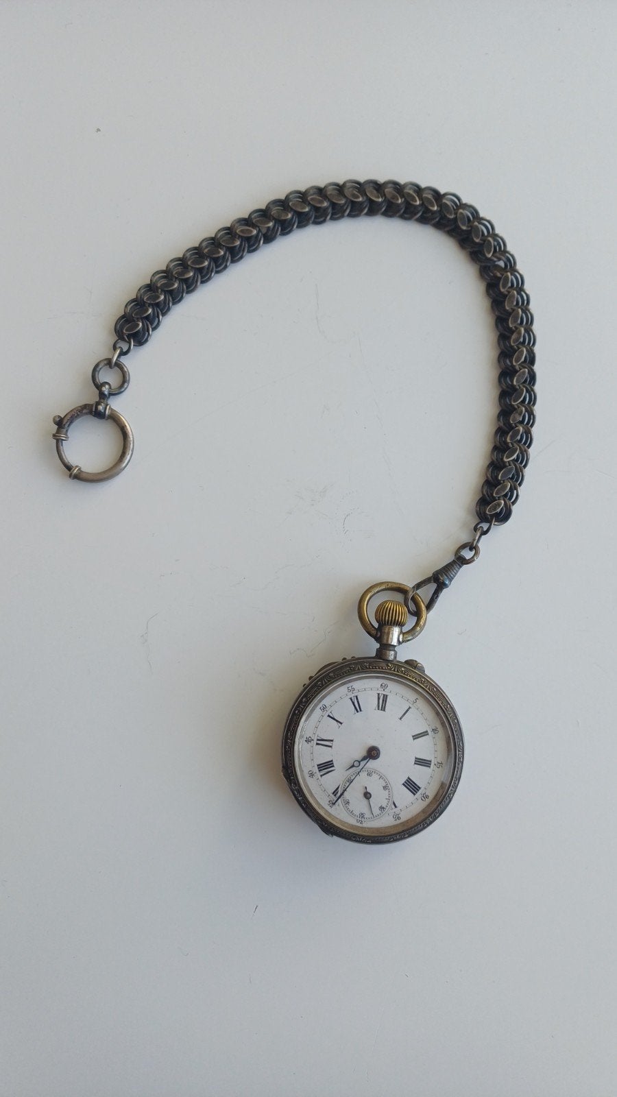 Antiek Zilveren Zakhorloge (.800) met Vossenstaart Ketting, Ophalen