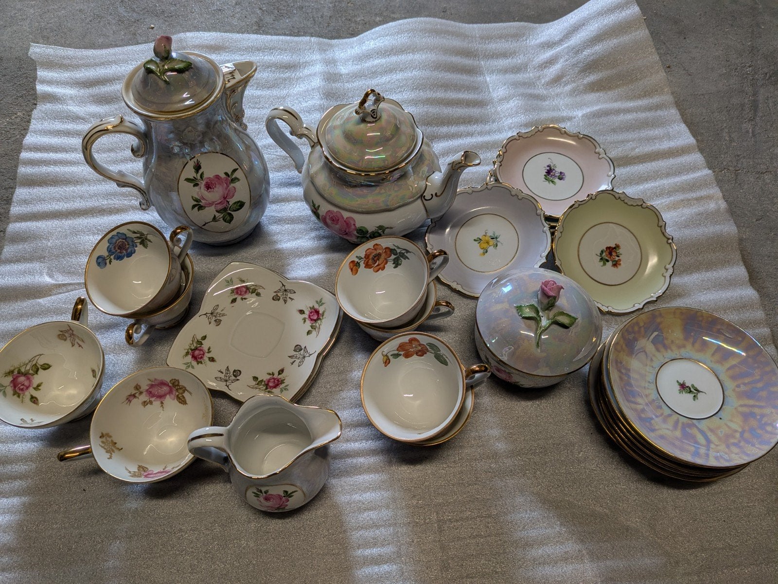 Antiek en punt gaaf porselein thee servies., Ophalen of Verzenden