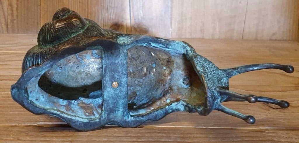 bronzen beeld / SLAK / HANGSLAK / randhanger, Tuin en Terras, Tuinbeelden, Dierenbeeld, Nieuw, Info@huisentuindecoratiemarie.nl
