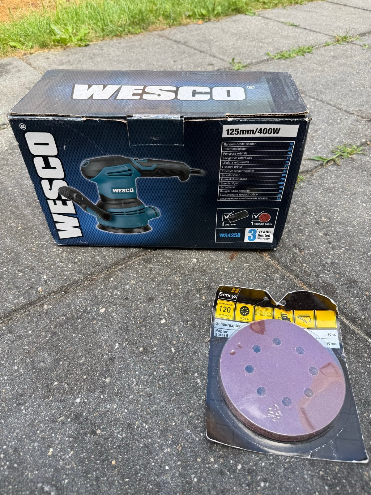 Wesco Excentrische Schuurmachine 400W met schuurpapier, Ophalen, Nieuw, Minder dan 600 watt, Excentrische schuurmachine