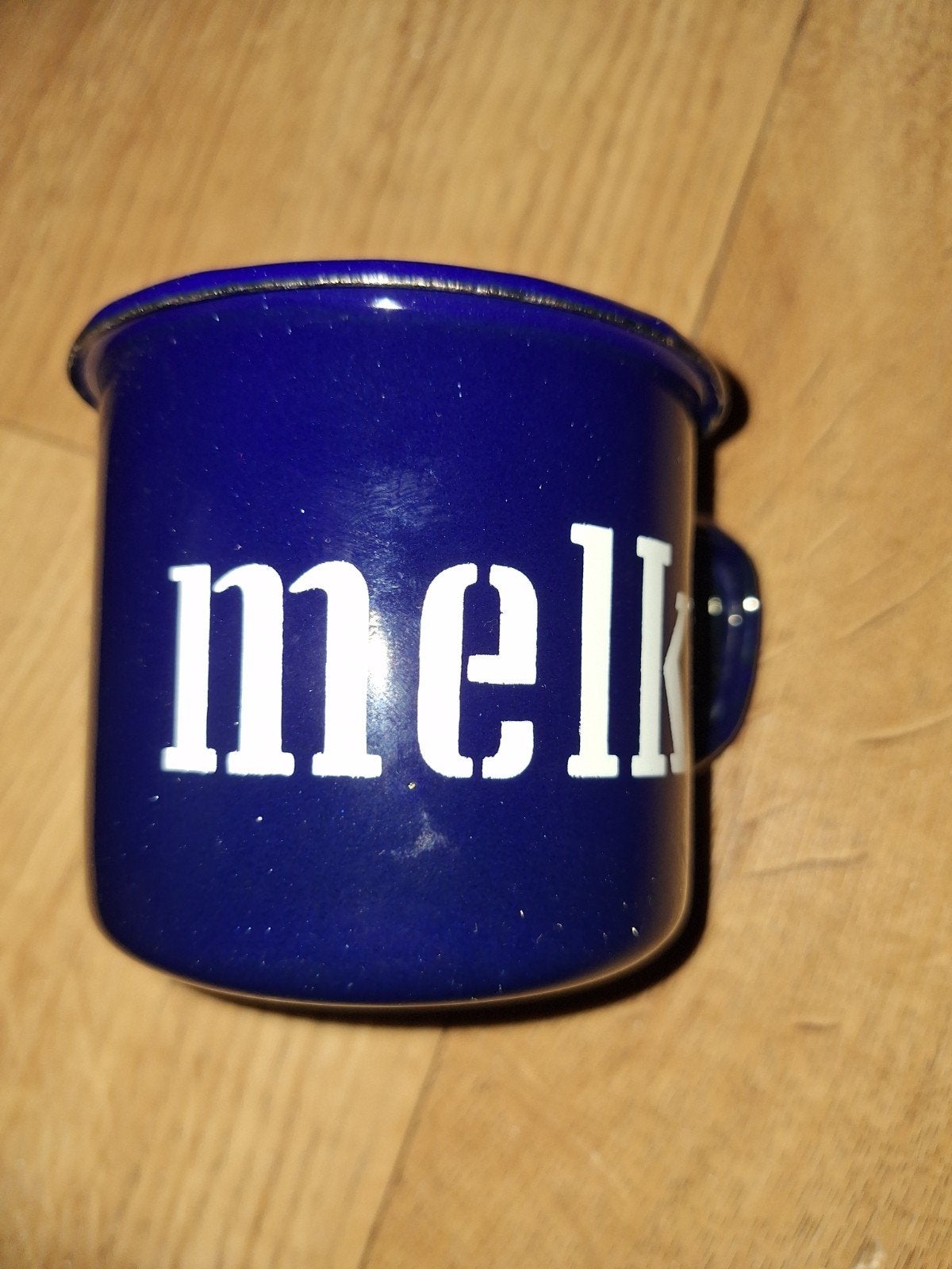 Vintage emaille mok 'Melk' - Made in Poland, Ophalen of Verzenden
