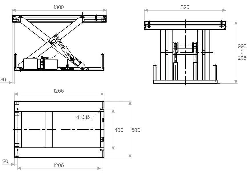 Elektro-hydraulische schaarheftafel 990 MM 1000KG 230V, Ophalen, Nieuw