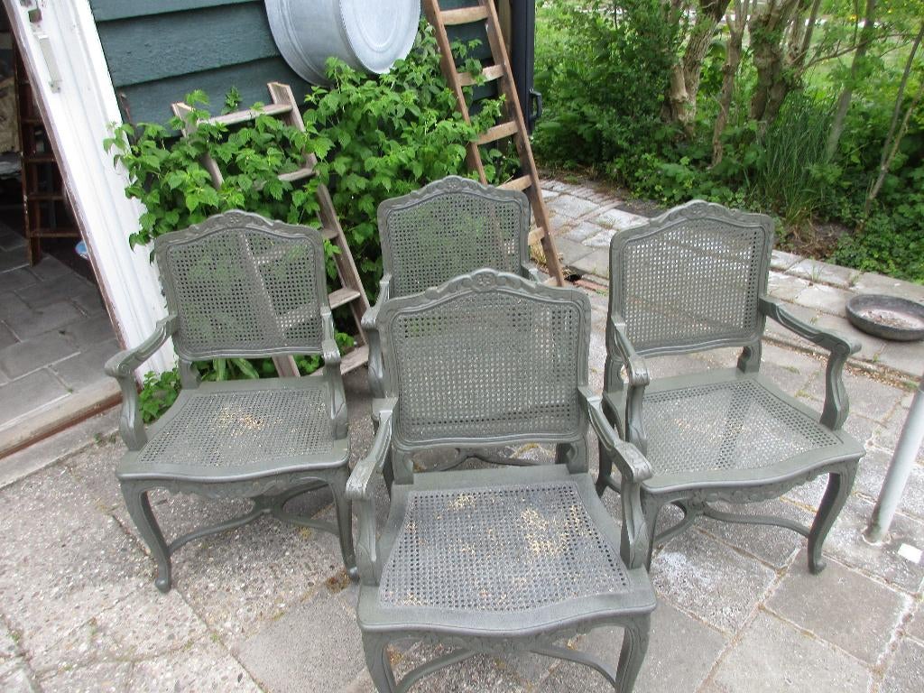 4 tuinstoelen, Ophalen, Gebruikt, Hout