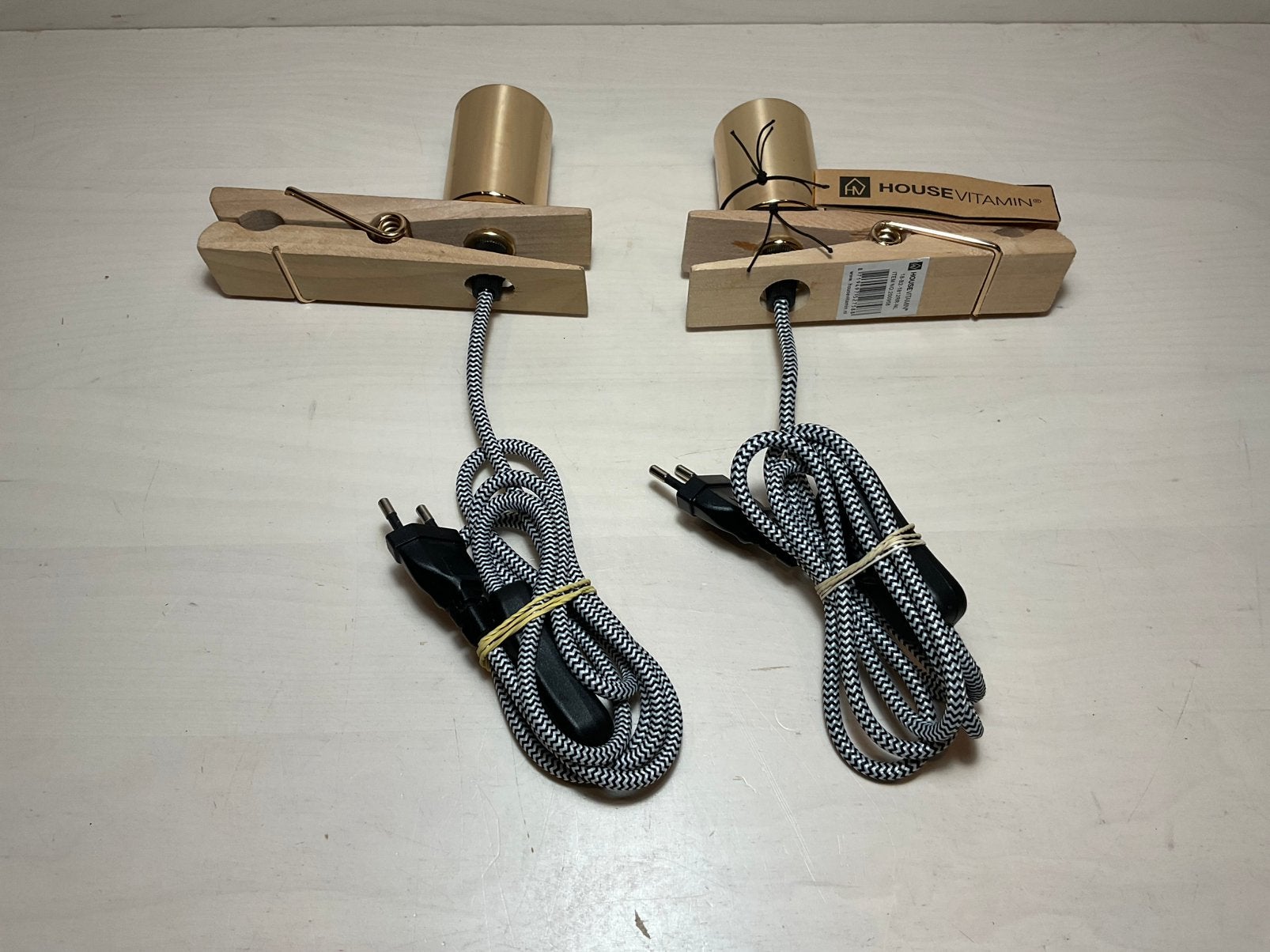 Twee houten knijperlampen knijperlamp setprijs €10, Ophalen of Verzenden, Zo goed als nieuw