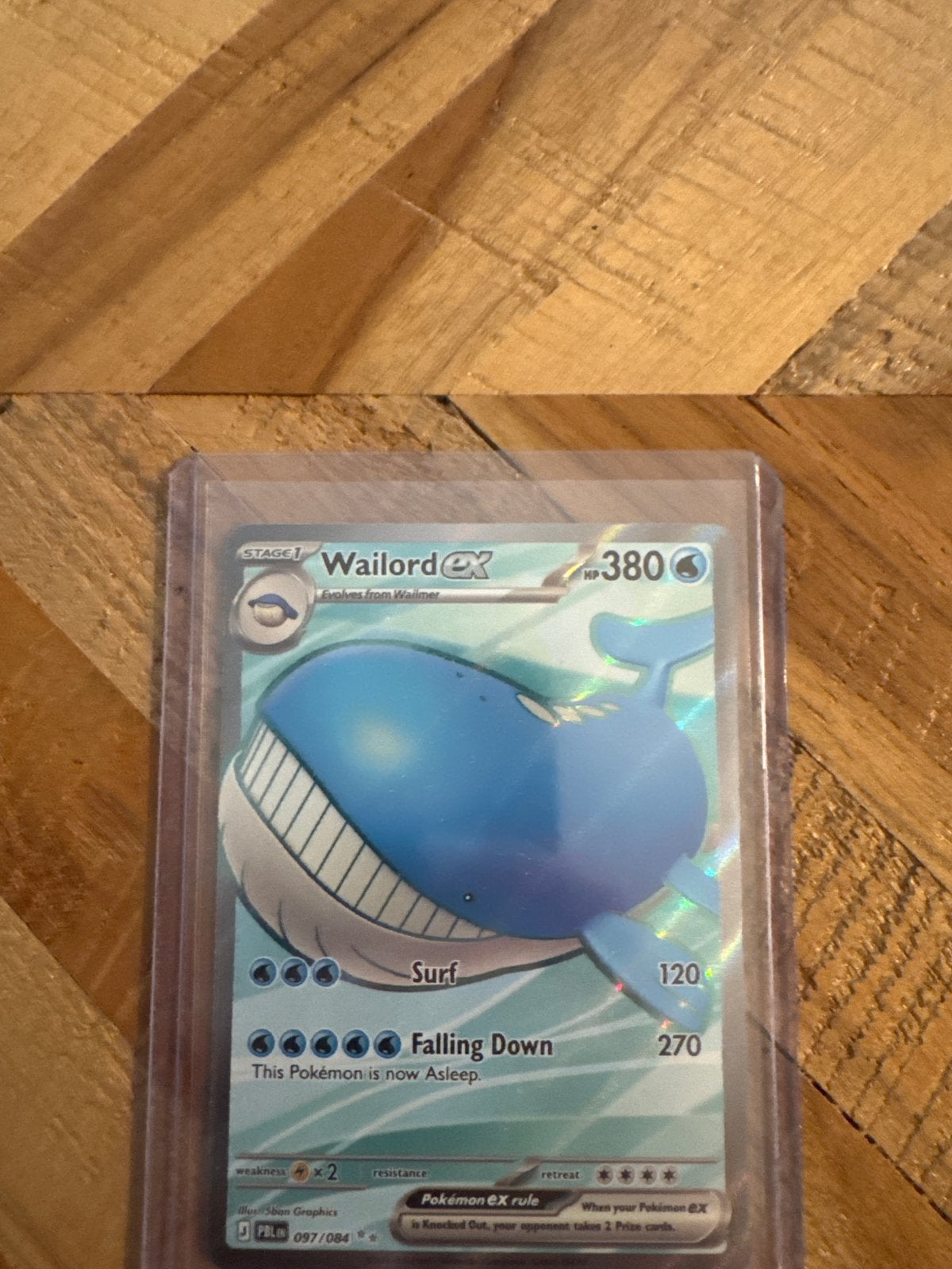 Wailord EX Pokémon Kaart - Zeldzaam en in goede staat, Ophalen of Verzenden, Zo goed als nieuw, Losse kaart