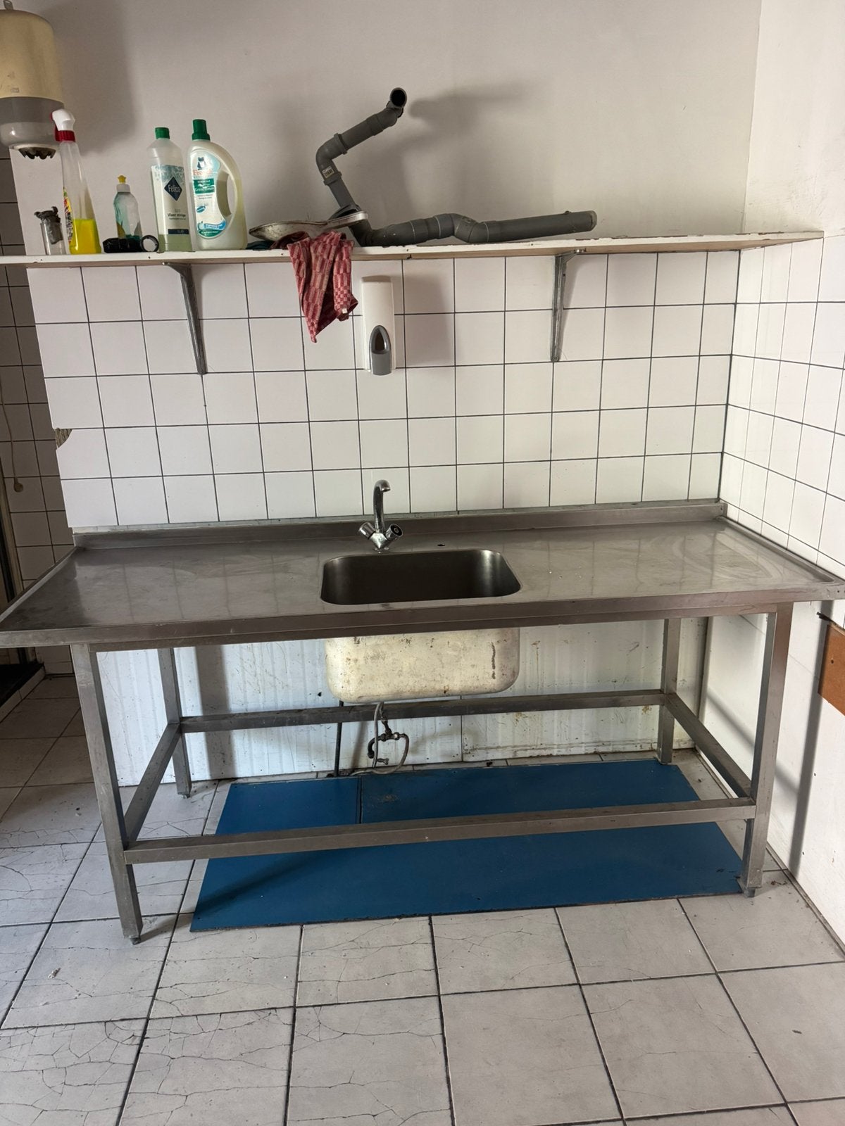 RVS Werktafel met Spoelbak – 200 x 70 cm, Ophalen of Verzenden, Zo goed als nieuw