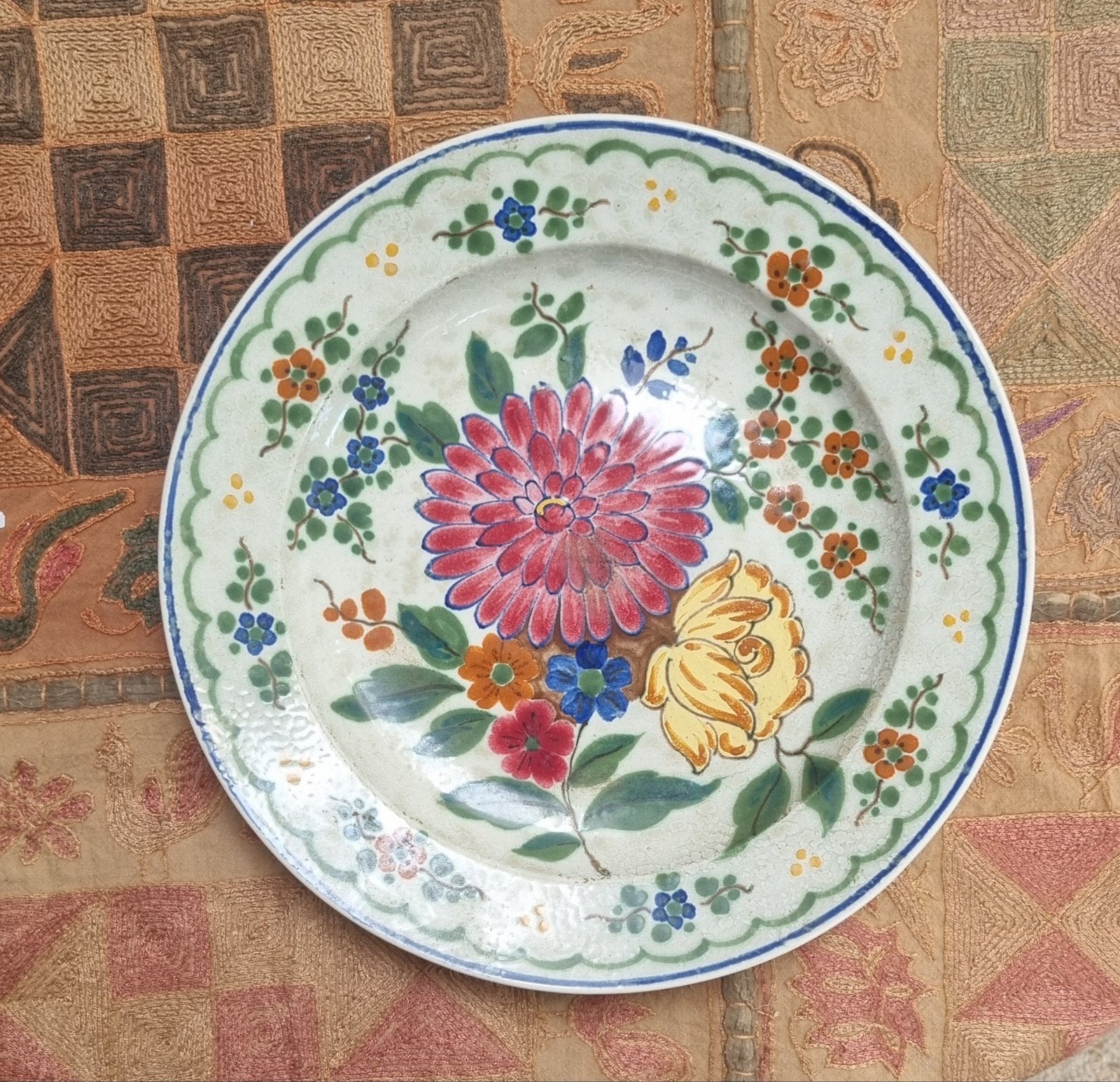 Antiek Gouds Plateel Wandbord - Crisantha Decor, Ophalen of Verzenden