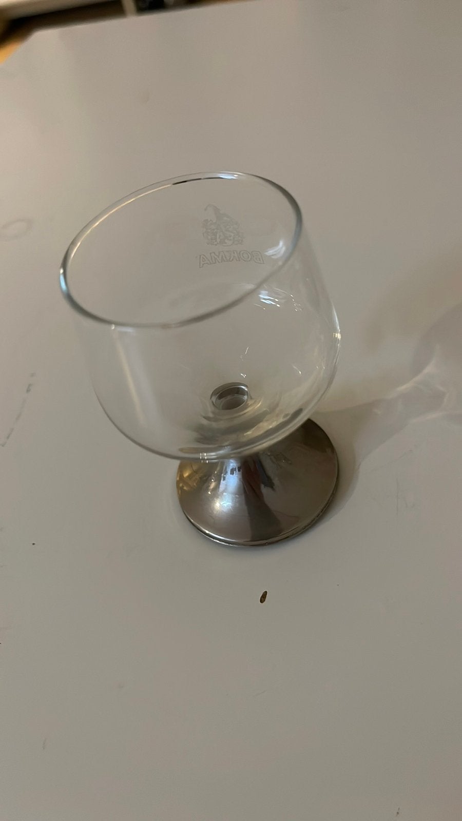Antiek borrel glaasje met verzilverde voet, Verzamelen, Glas en Borrelglaasjes, Ophalen of Verzenden, Gebruikt, Borrel- of Shotglas