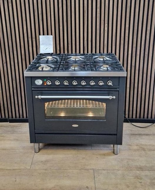 Prachtige Boretti Antraciet Fornuis 6-pits (Gratis Bezorgen), 5258sh, 60 cm of meer, Ophalen of Verzenden, Zo goed als nieuw