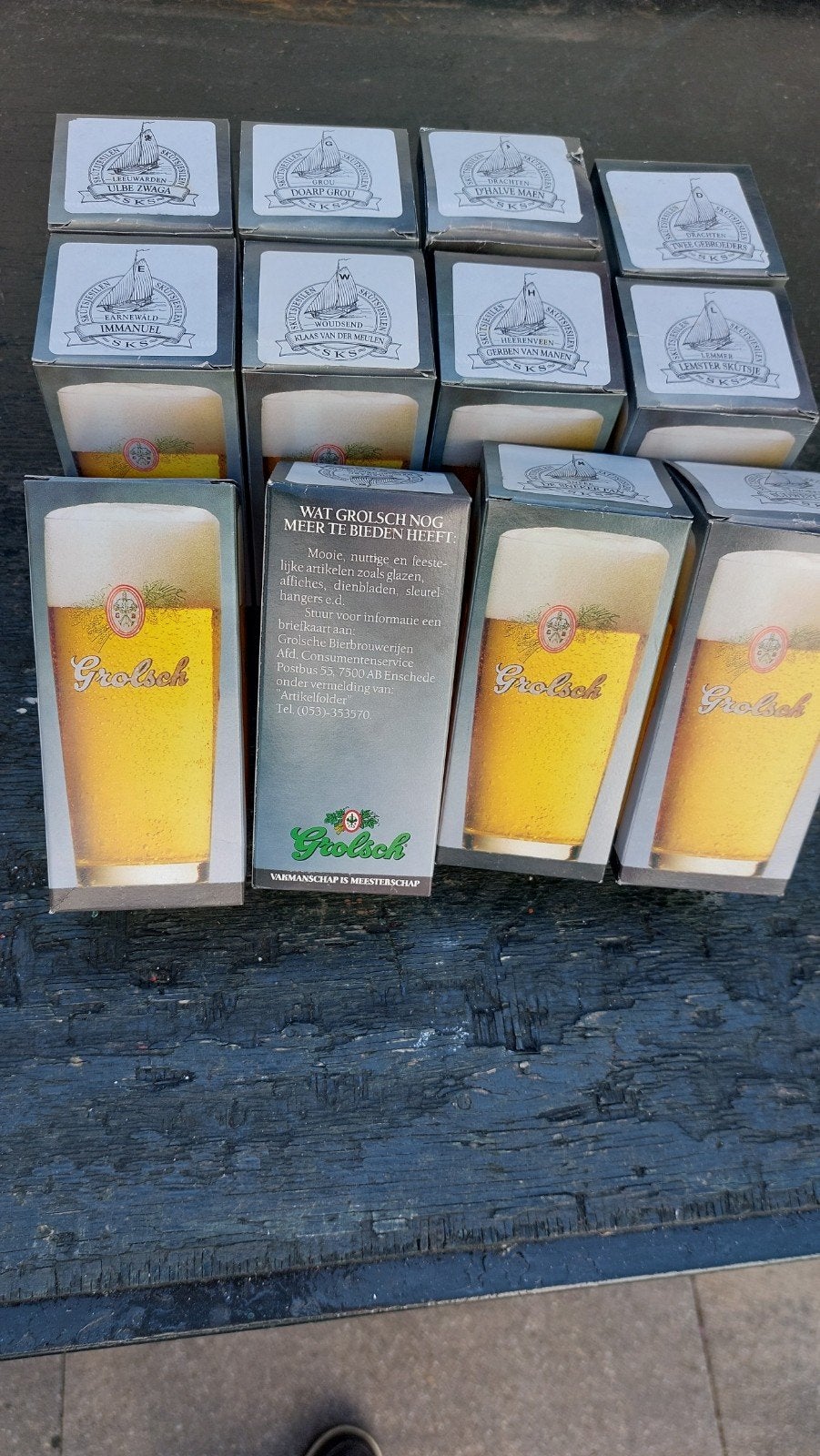 Vintage Grolsch Bierglazen met Skûtsje Afbeelding (12 stuks), Ophalen, Zo goed als nieuw