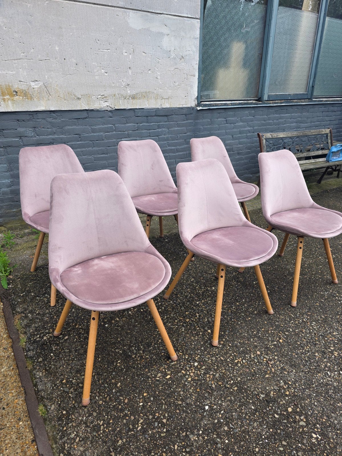 JYSK eettafel stoelen 6 stuks Roze - Nieuwstaat, Huis en Inrichting, Stoelen, Ophalen, Overige kleuren, Zo goed als nieuw, Stof