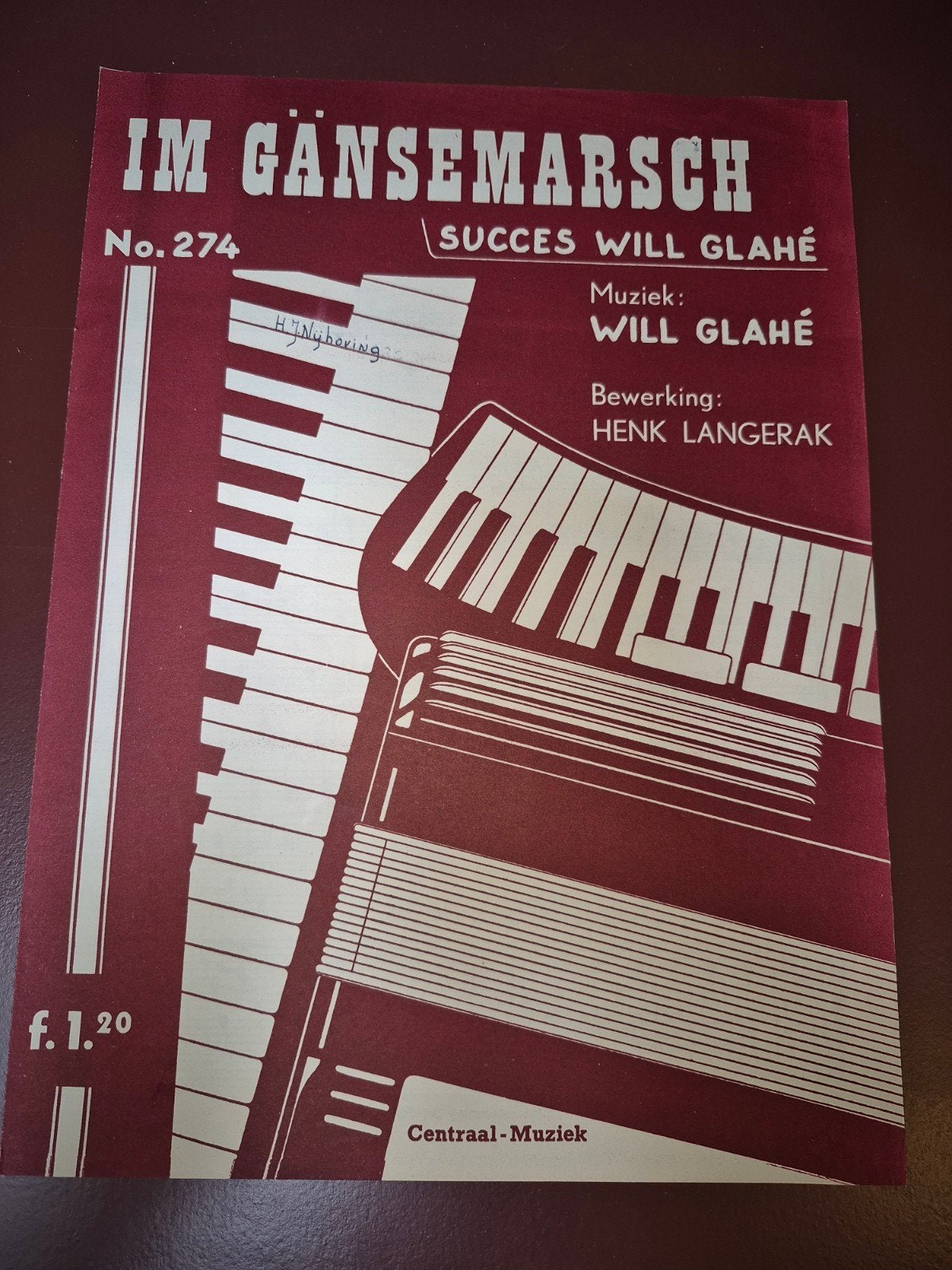 Im Gänsemarsch - Succes Will Glahé bladmuziek, Gebruikt, Accordeon, Ophalen of Verzenden, Artiest of Componist