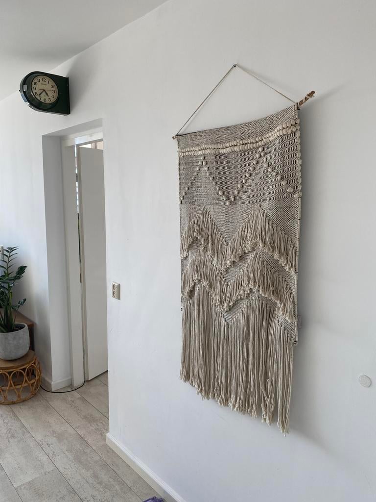 Grote macramé wandhanger / wandkleed Goround Interior, Beige, 140 cm, Boho, Wandkleed