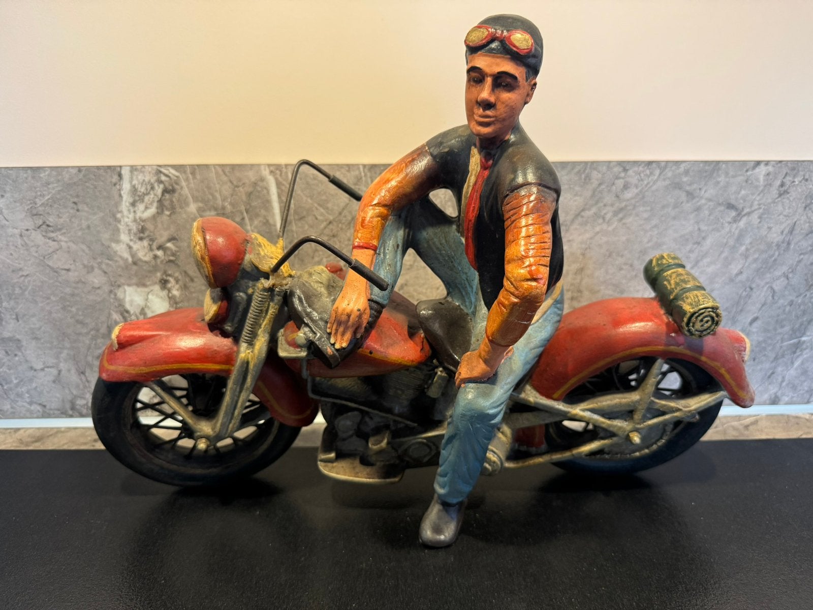 Vintage motorrijder op motor, Verzamelen, Ophalen of Verzenden, Zo goed als nieuw