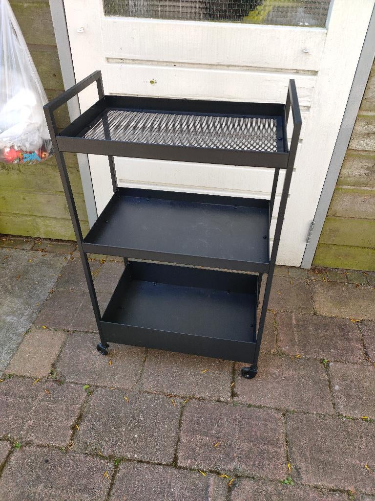 TROLLEY  Zwart metaal -  50 x 30 x 83 cm - 3 laags, Zwart, Ophalen of Verzenden, Zo goed als nieuw, Metaal