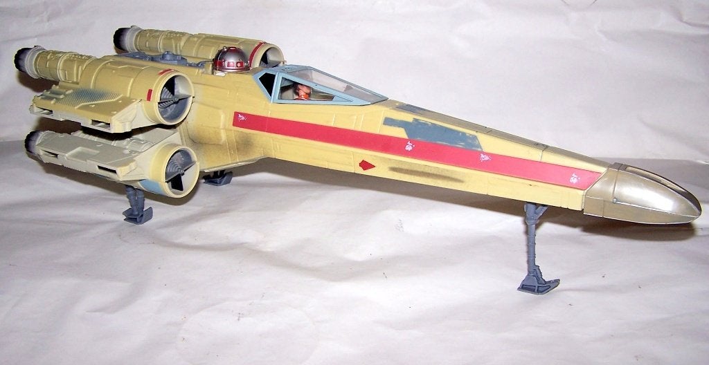 Vintage Star Wars X-Wing Fighter met piloot en R2-D2. L.49cm, Ophalen of Verzenden, Zo goed als nieuw, Actiefiguurtje