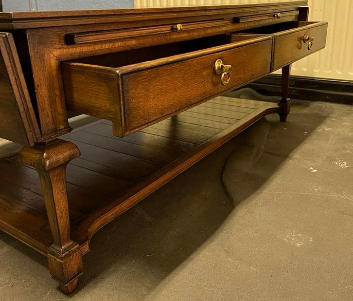 Antieke Eiken Salontafel met Laden en Oren, Ophalen