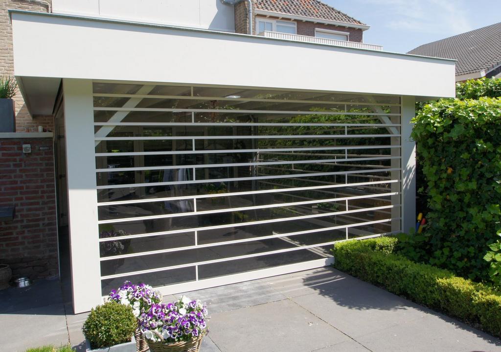 3 Transparante witte rolluiken (pantser glas), Ophalen, 200 cm of meer, Wit, Zo goed als nieuw
