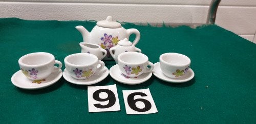 Minis servies bloemen, gekleurde bloemen, Antiek en Kunst, Antiek | Servies compleet, Ophalen of Verzenden