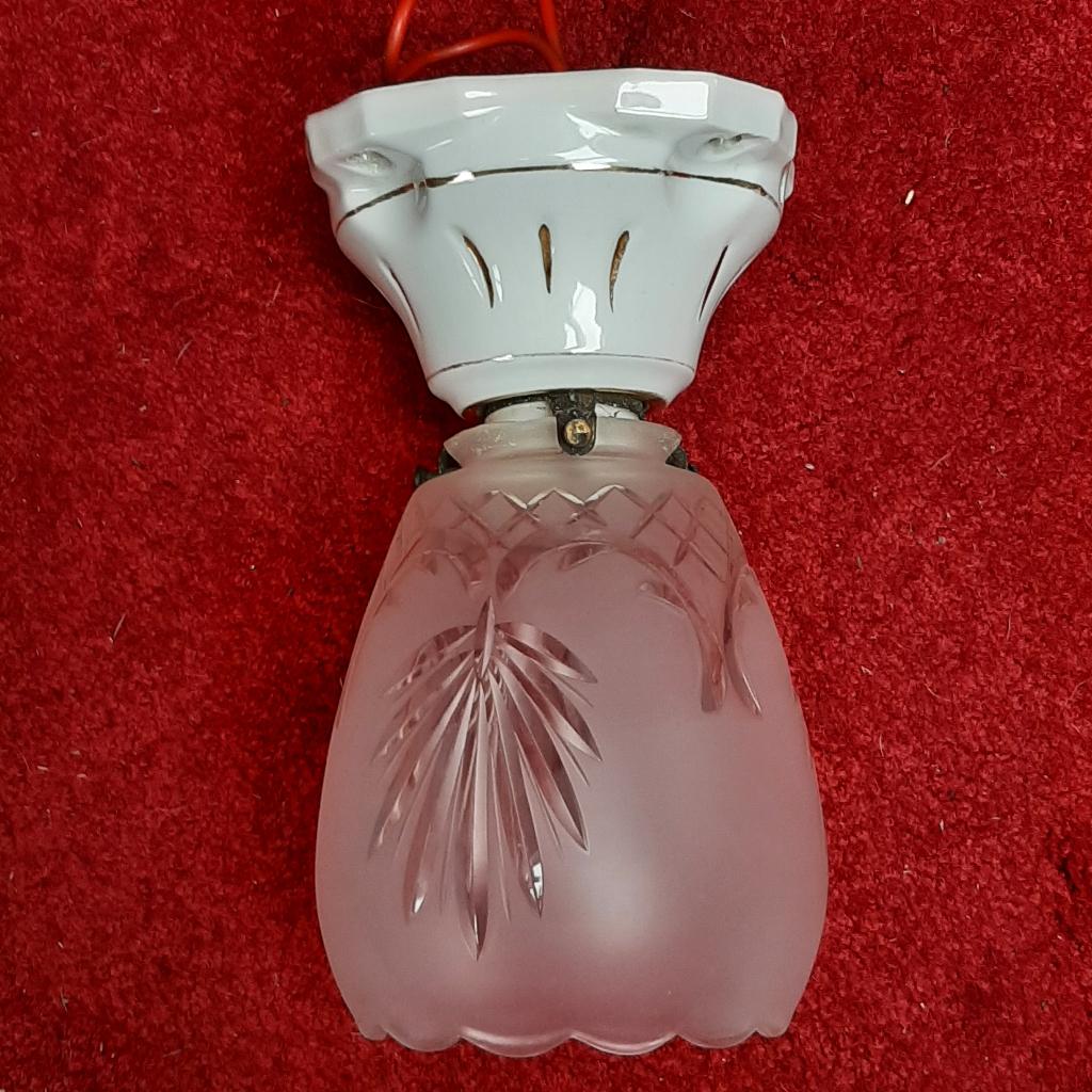 Antieke plafondlamp met fittinghouder / plafondkap porselein, Antiek en Kunst, Ophalen