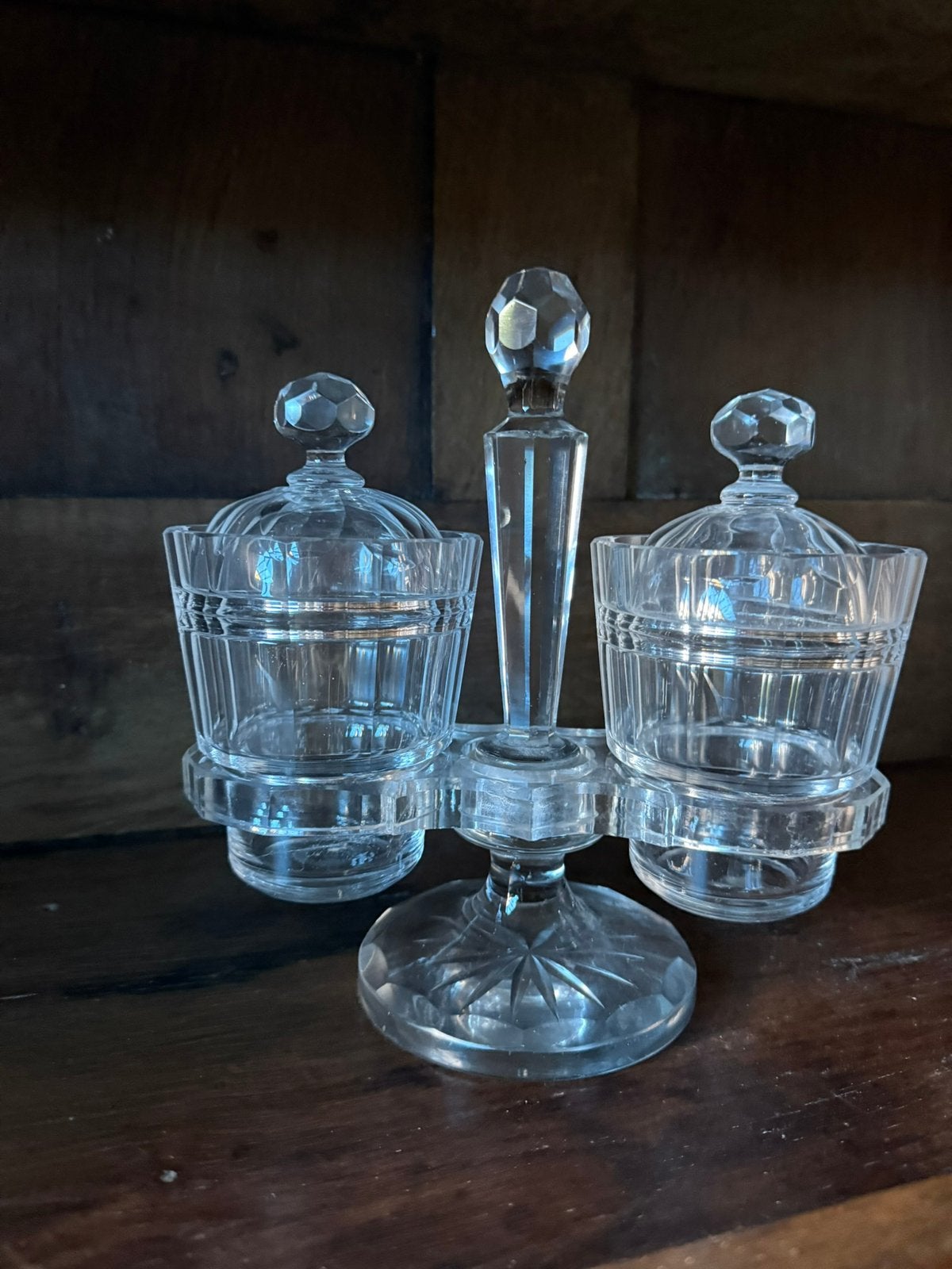 Vintage glazen tafelset / cruet set – Art Deco stijl, Ophalen of Verzenden