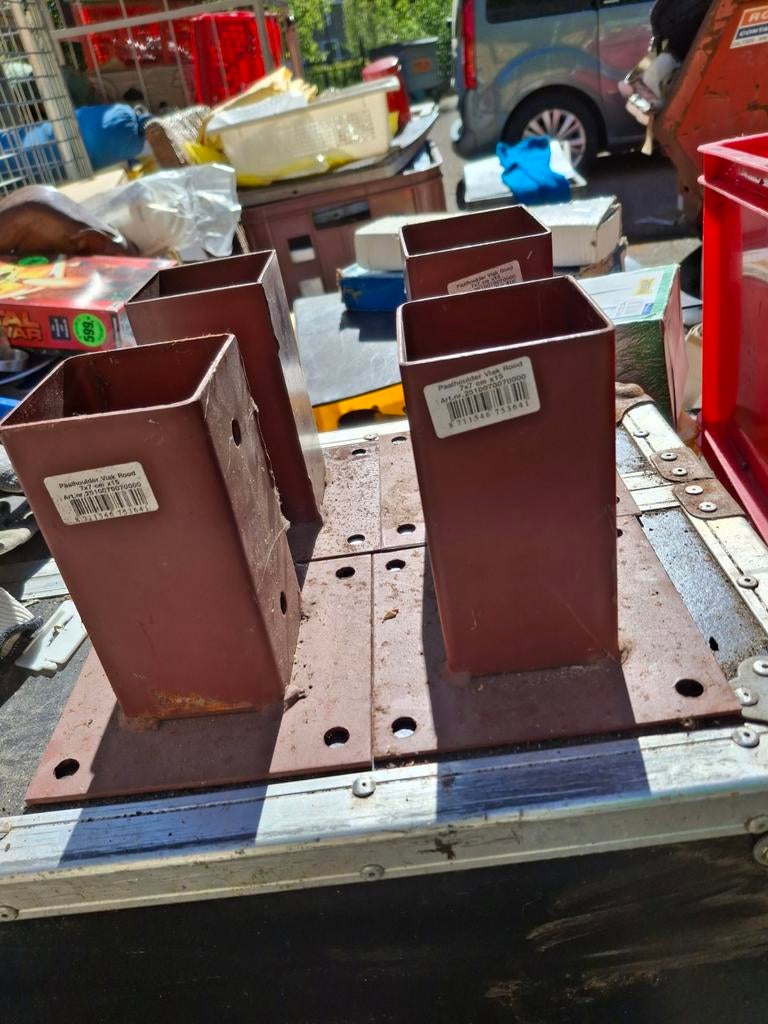 Paalhouders Vlak Rood 7x7 cm - Set van 4, Ophalen of Verzenden, Zo goed als nieuw, Minder dan 50 mm, Overige typen