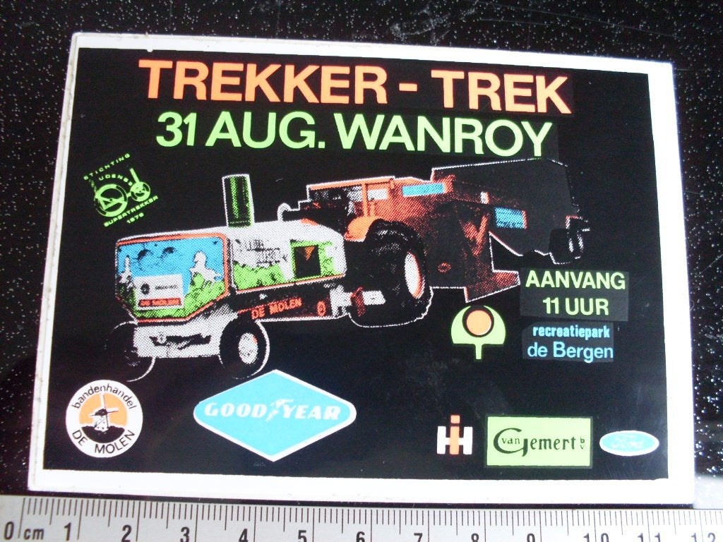 sticker trekker-trek wanroy tractor pulling de Bergen fluor, Verzenden, Zo goed als nieuw, Bedrijf of Vereniging