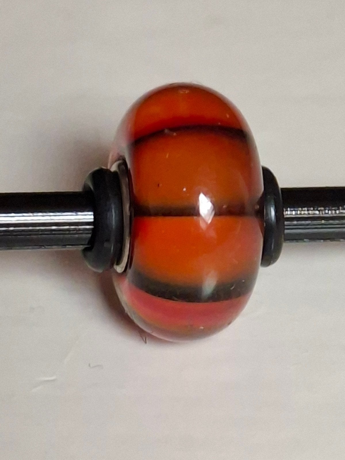 Trollbeads - pompoen - retired ( uit de collectie ), Gebruikt, Trollbeads, 1 bedel, Glas of Kristal