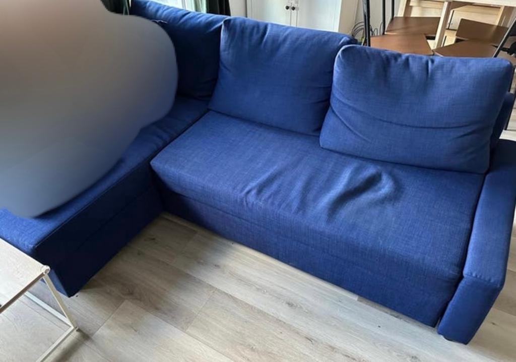 IKEA FRIHETEN Hoekslaapbank met opberger - Donkerblauw, Ophalen, Zo goed als nieuw