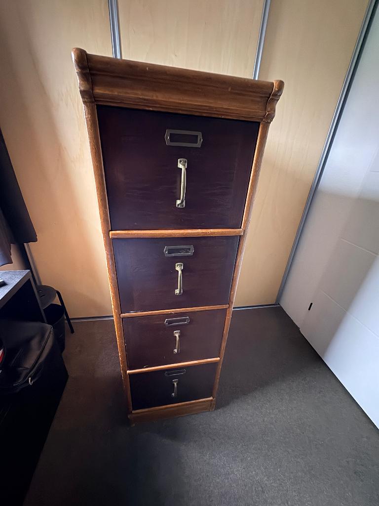 Antieke Vintage Houten Archief Ladekast, Huis en Inrichting, Kasten | Ladekasten, Ophalen, Gebruikt, 100 tot 150 cm, 50 tot 100 cm