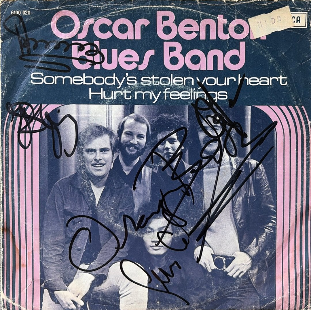 Nederpop single Oscar Benton Blues Band GESIGNEERD!, Cd's en Dvd's, Ophalen of Verzenden, Jazz en Blues, Overige typen, Gesigneerd