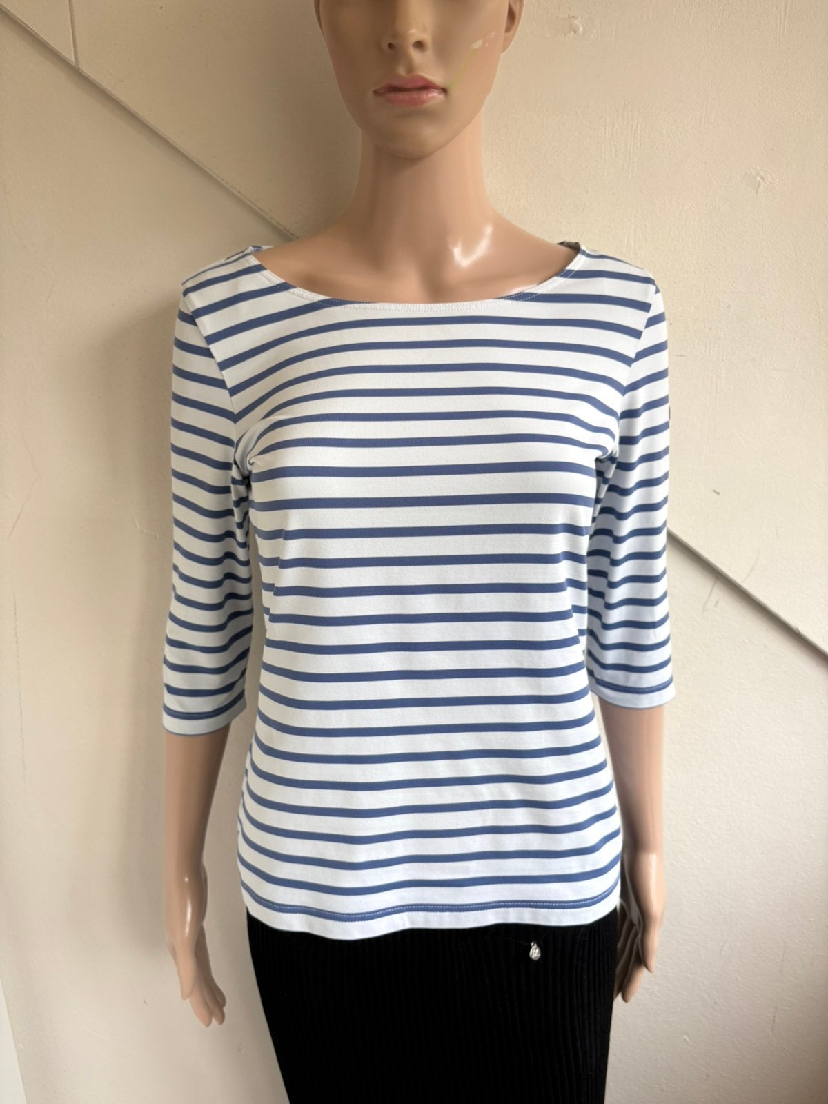 Saint James travelstof top shirt maat 38 wit blauw gestreept, Maat 38/40 (M), Blauw, Ophalen of Verzenden, Zo goed als nieuw