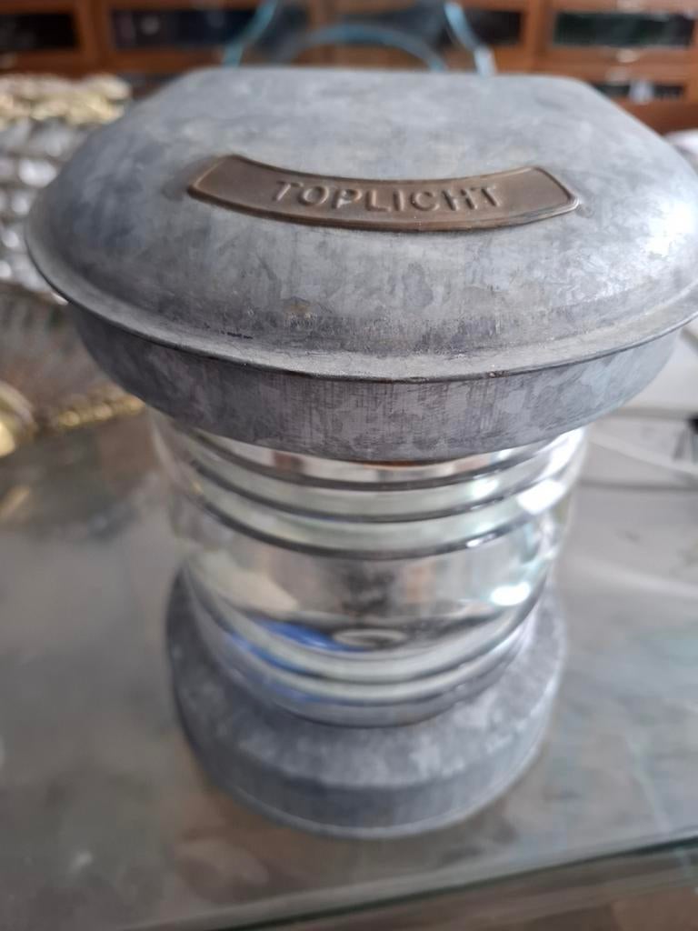 Oude scheepslamp 'Toplicht' - Zink - Nostalgisch, Antiek en Kunst, Ophalen of Verzenden