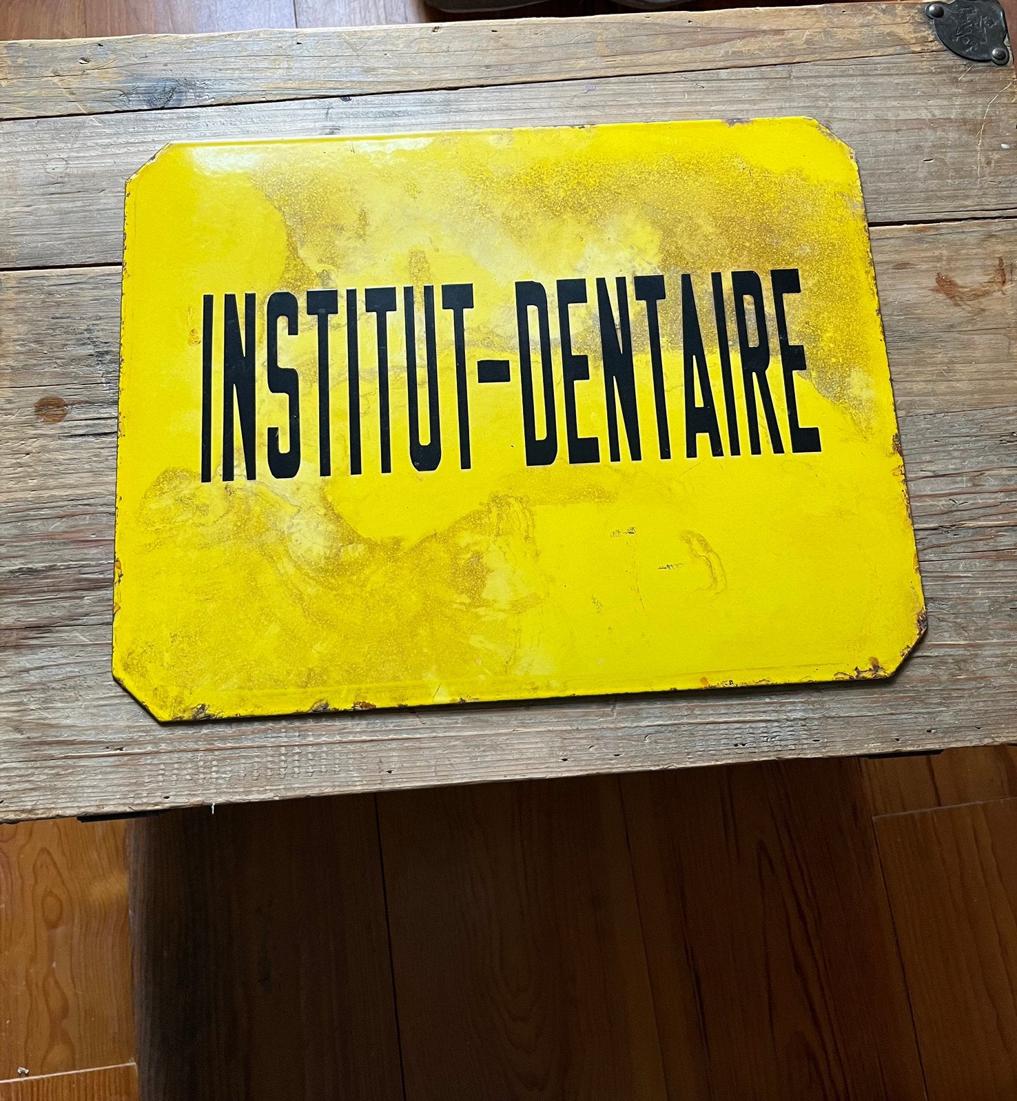 Antiek emaille bord Frans instituut tandarts, Ophalen of Verzenden