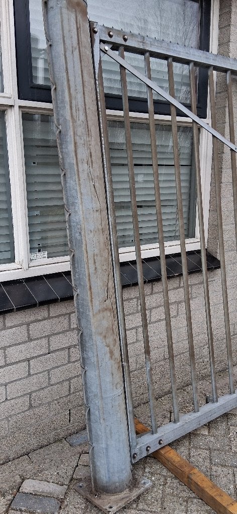 stalen dubbele poort, Ophalen, Gebruikt, Onbekend, Spijlenhekwerk