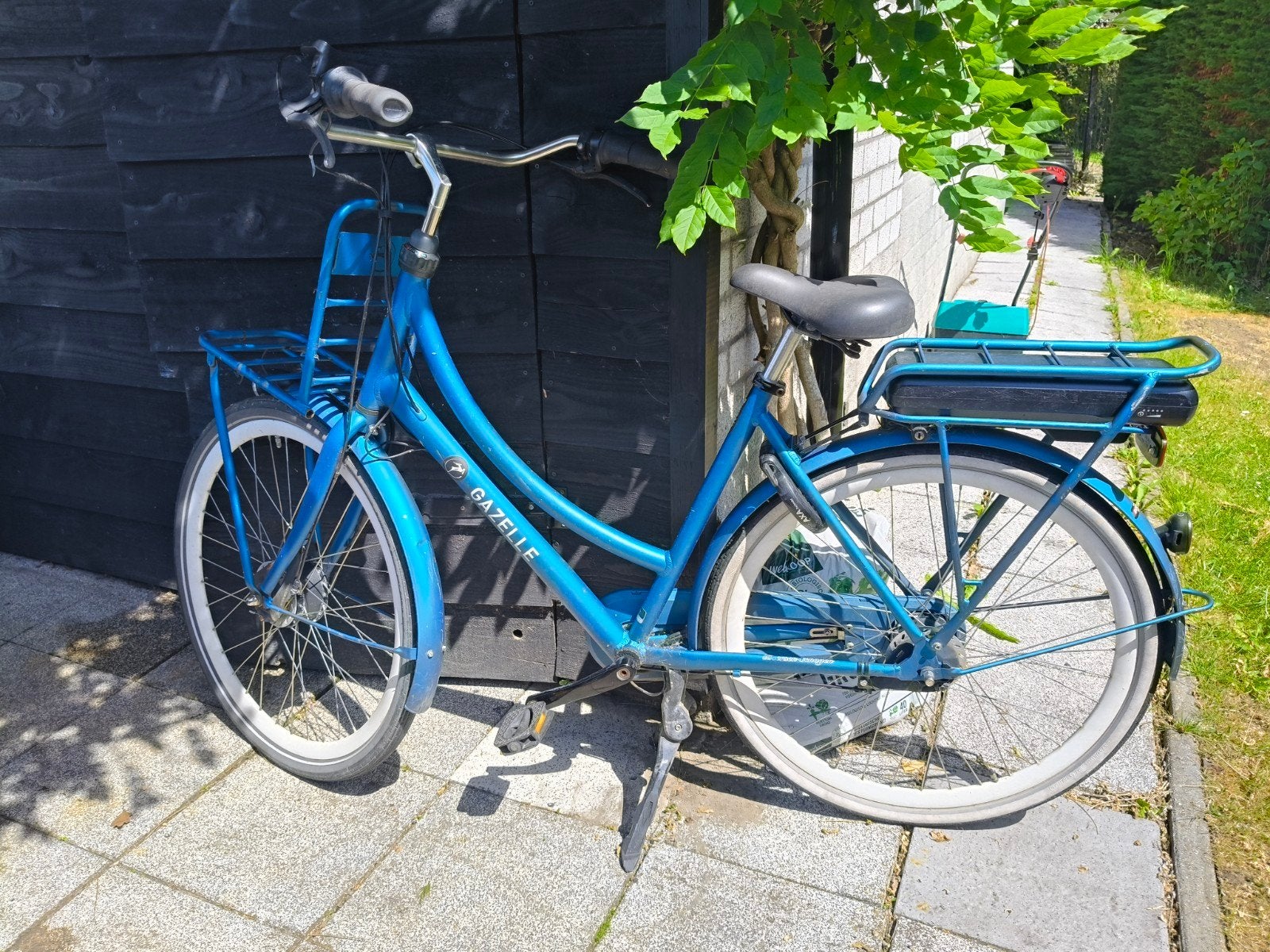 Gazelle damesfiets met voordrager - Blauw, Fietsen en Brommers, Fietsen | Dames | Damesfietsen, Ophalen, Terugtraprem, 50 tot 53 cm