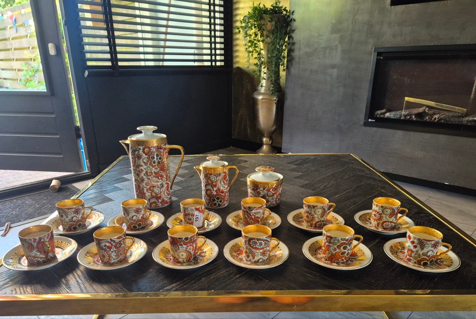 Prachtig Limoges Porseleinen Koffieservies - 12 Persoons, Antiek en Kunst, Ophalen of Verzenden