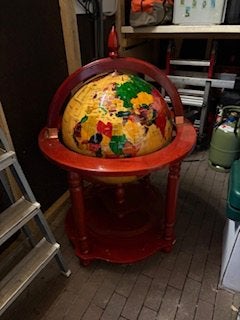 Wereld Bol - Drank Opslag, Ophalen, Hout, Gebruikt, Meerkleurig