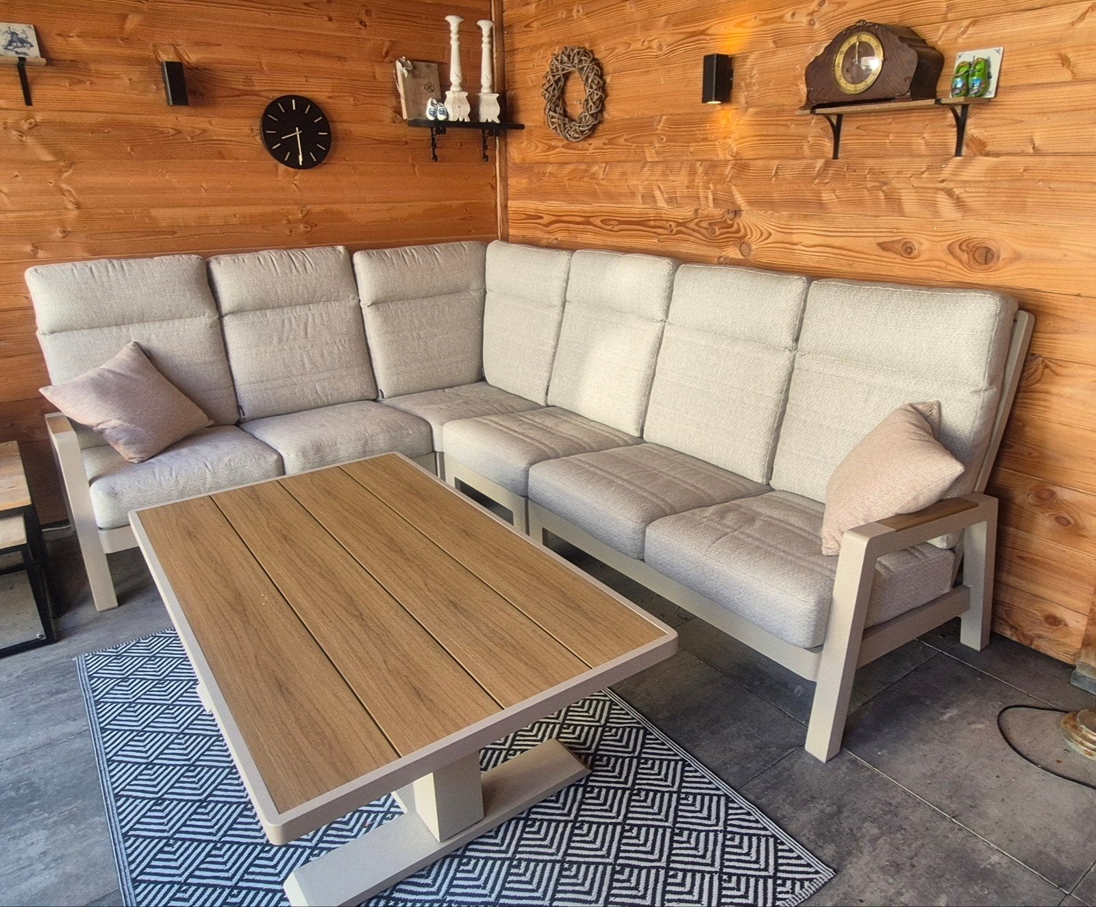 Lifestyle Evora hoek loungeset 5-delig (Aluminium/Polywood), Ophalen, 6 zitplaatsen, Aluminium, Zo goed als nieuw
