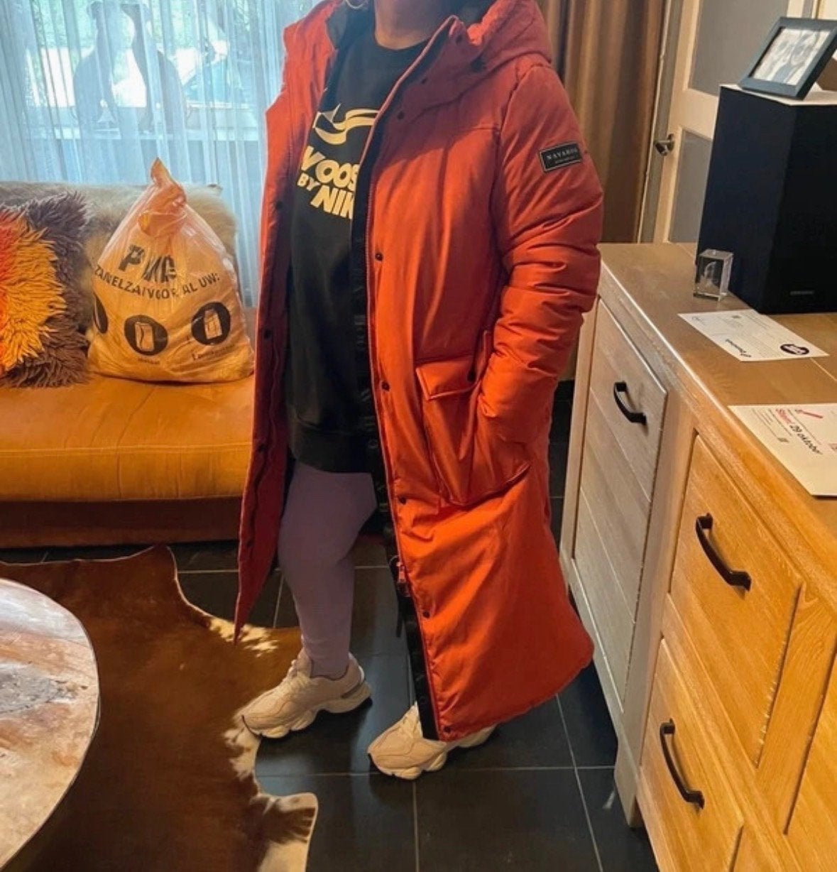 Lange oranje winterjas van Navahoo, maat XXL, Kleding | Dames, Jassen | Winter, Ophalen of Verzenden, Zo goed als nieuw, Maat 46/48 (XL) of groter