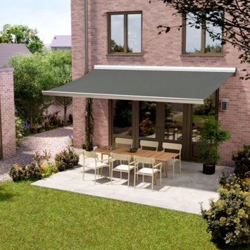 Zonnescherm Knikarmscherm Staccato U343 Grijs, 5m x 3m, Tuin en Terras, Zonneschermen, Ophalen, 450 cm of meer, 150 tot 300 cm