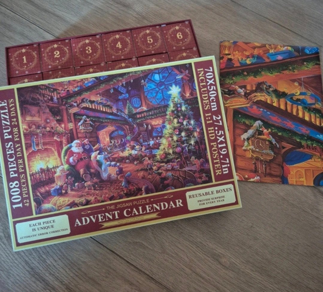 adventskalender puzzel, Ophalen of Verzenden, 500 t/m 1500 stukjes, Zo goed als nieuw, Legpuzzel