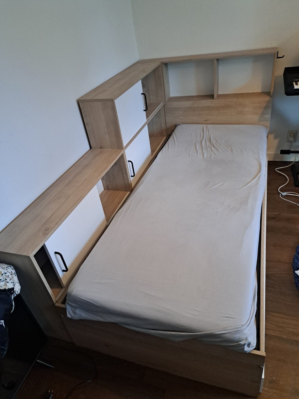 Eenpersoonsbed met opbergkastjes, Ophalen, Gebruikt, 90 cm, 200 cm