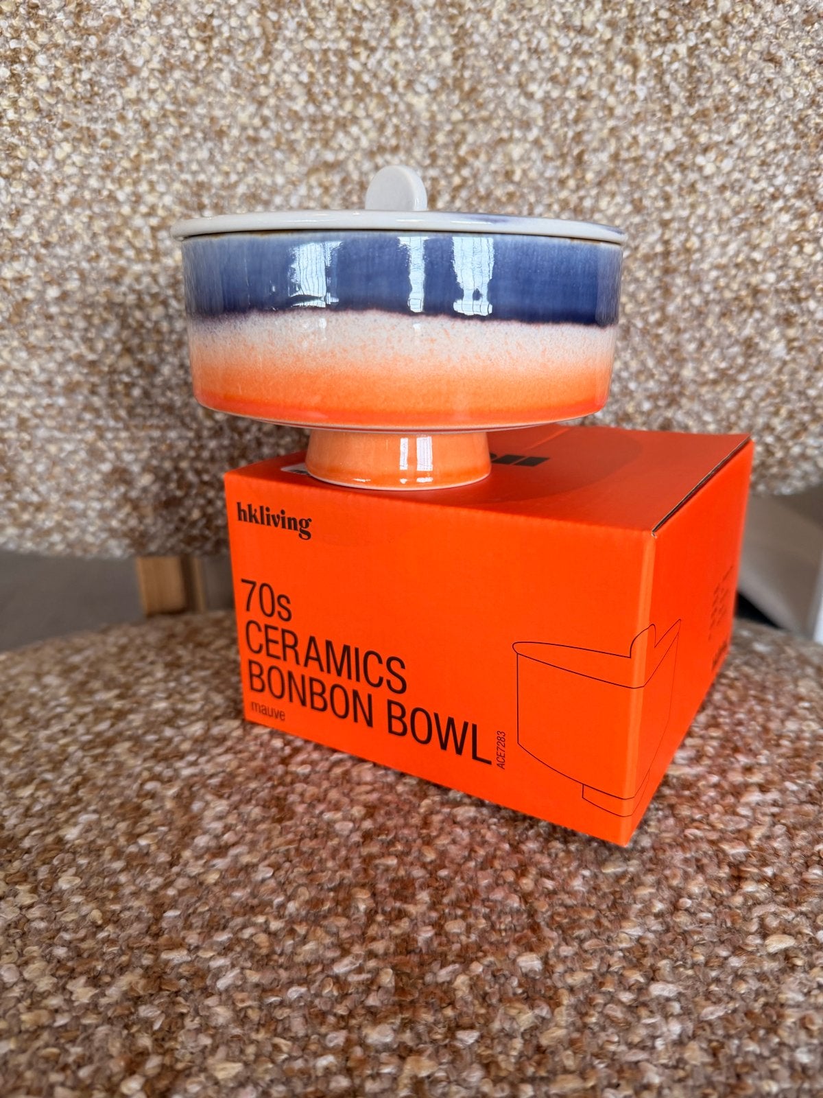 HKliving 70s Ceramics Bonbon Bowl Mauve Schaal, Op voet, Porselein of Keramiek, Schaal, Rond